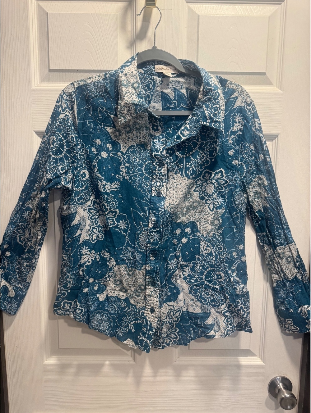 Coldwater Creek Women's Blouse Top Cotton-Silk Floral Print  Size XL (18)